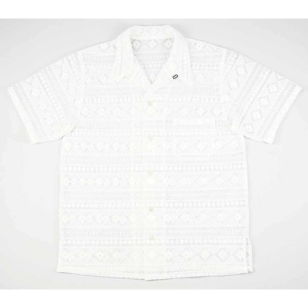 LACE ALOHA SHIRT - WHITE KML-SSH001