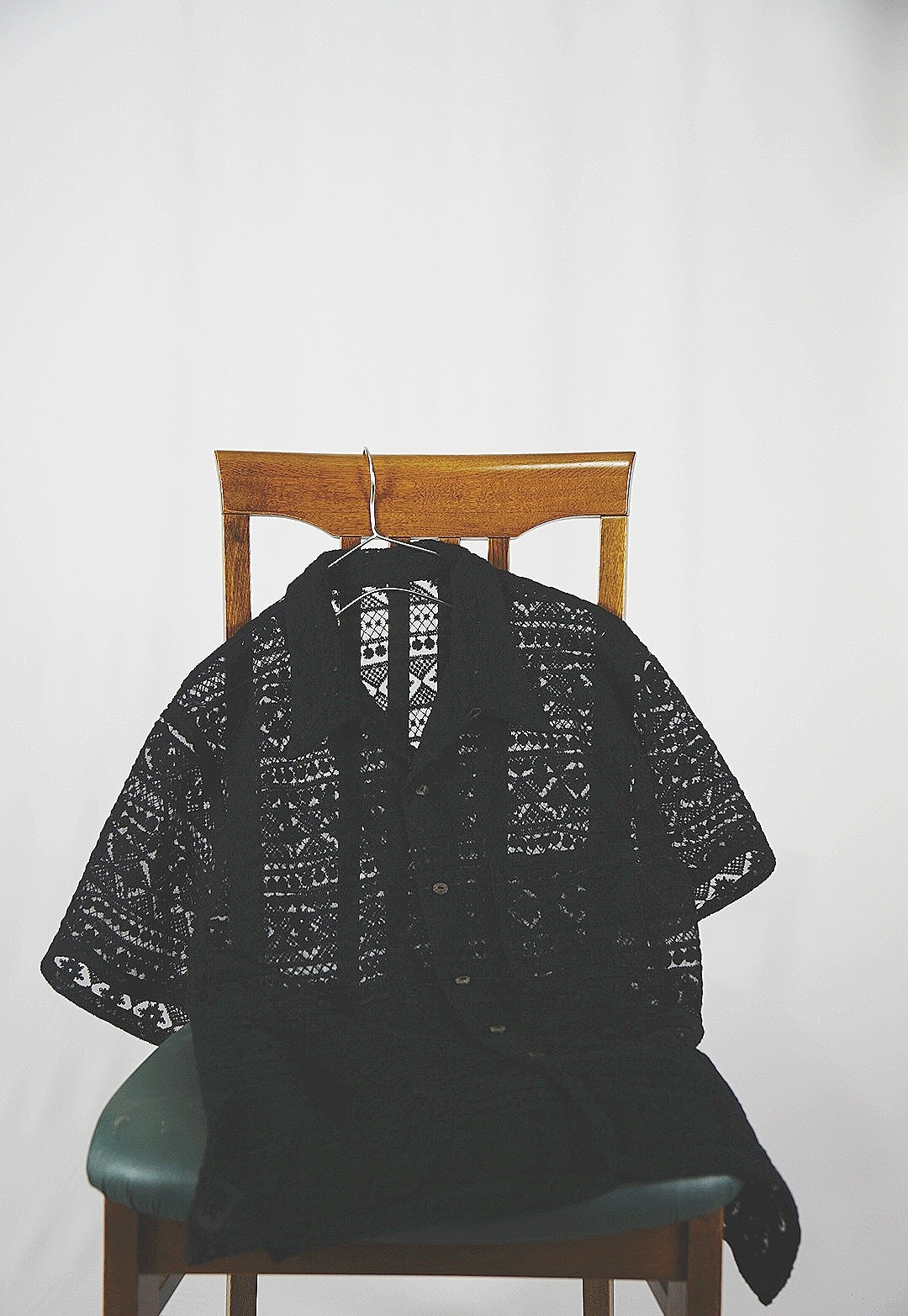 LACE ALOHA SHIRT - BLACK KML-SSH001