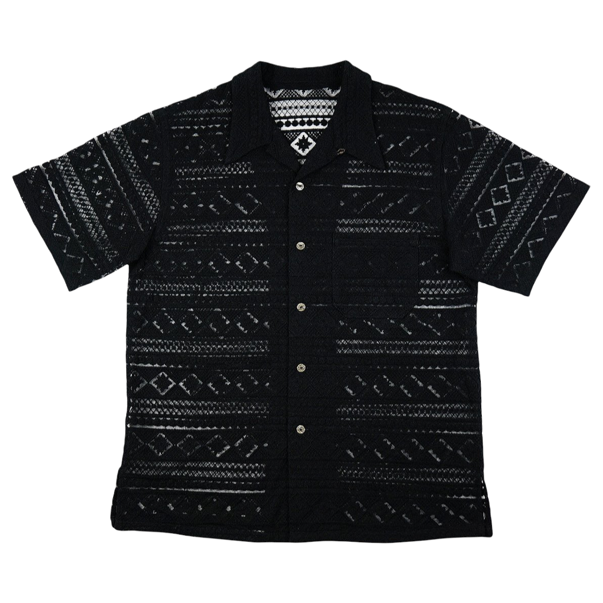 LACE ALOHA SHIRT - BLACK KML-SSH001